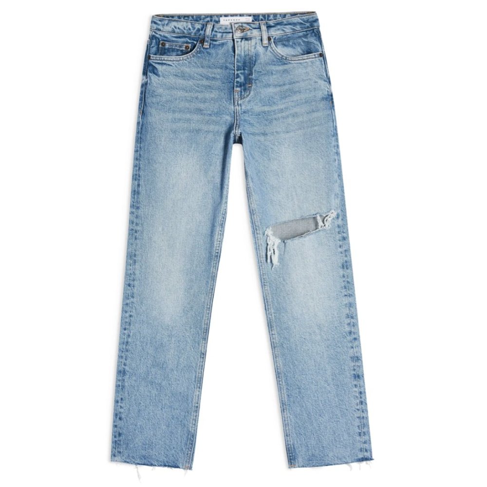 NWOT W28 L30 Ripped Straight Leg Raw Hem Jeans - Picture 5 of 6